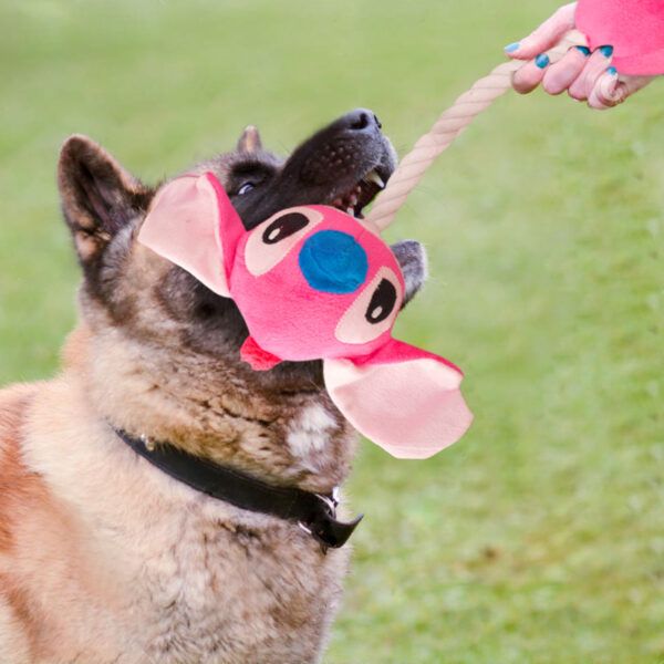 Stitch jucărie pentru câini din pluș cu sfoară de 23 cm