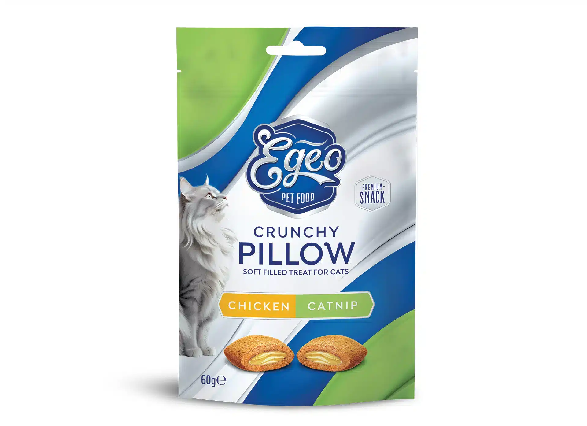 Snack crocant pentru pisici adulte cu pui și catnip 60 g